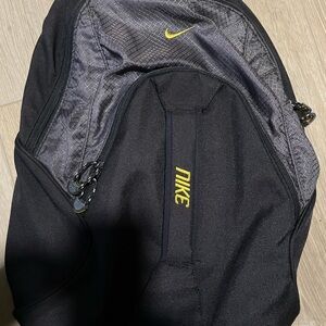 Nike Black and Gray Backpack with Yellow Accents